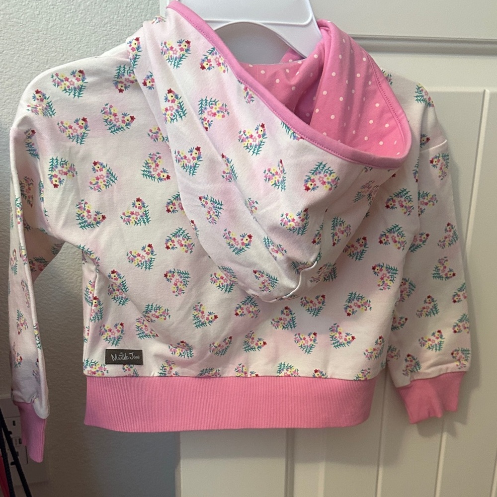 Matilda Jane Kids Floral Hoodie - Pink and White - Picture 3 of 4